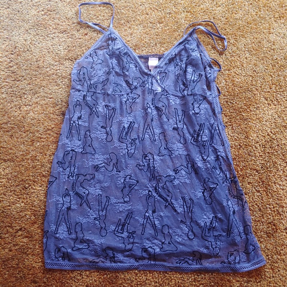 Printed Mesh Chemise